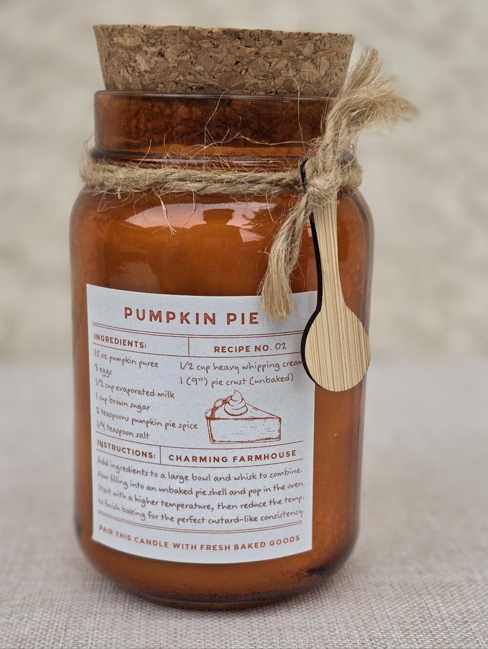 DW Home Pumpkin Pie Scented Candle with Cork Lid Charming Farmhouse 12.2oz New
